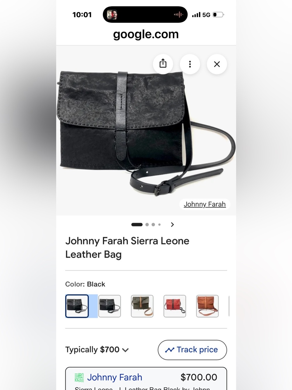 Johnny FARAH 
Black Leather Crossbody Bag 
“PRISTINE” retail  for $520 $ 699..